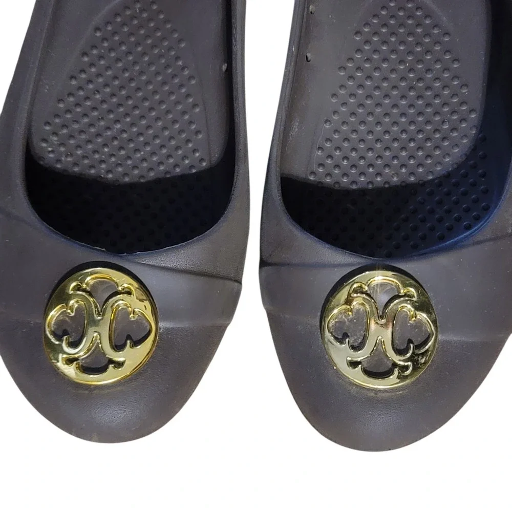 CROCS Gianna Copper Brown and Gold Ballet Flats Womens Size 7 Slip On Waterproof